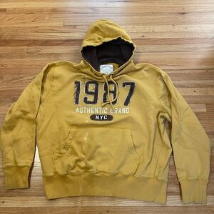 Men's Aeropostale Gold and Brown Hoodie